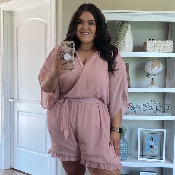 Chic Soul Pants - Chic Soul 3XL Mauve Tie Waist Romper